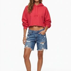 TNA Cropped Red Hoodie Sweatshirt